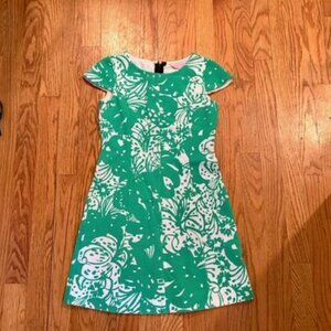 Lilly Pulitzer Girl L (10-12) Green Floral Dress